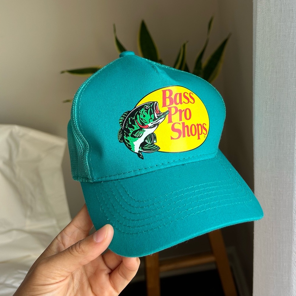Bass Pro Shops Teal Turquoise Trucker Snap Back Fishing Hat